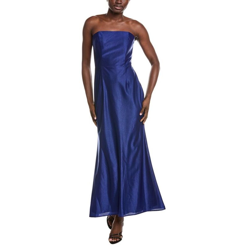 Rene Ruiz Womens  Strapless Tea Length Midi Dress, Navy